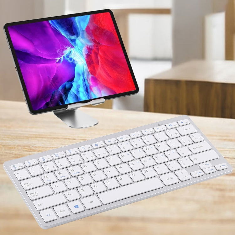 WB-8022 Ultra-thin Wireless Bluetooth Keyboard, Portuguese Keys(Silver) - Wireless Keyboard by PMC Jewellery | Online Shopping South Africa | PMC Jewellery | Buy Now Pay Later Mobicred