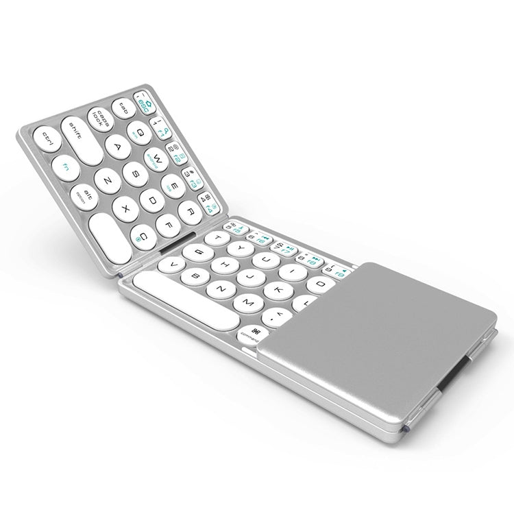 B052 Universal Round Keycap Mini Three-fold Bluetooth Wireless Keyboard with Touchpad (Silver) - Mini Keyboard by PMC Jewellery | Online Shopping South Africa | PMC Jewellery | Buy Now Pay Later Mobicred