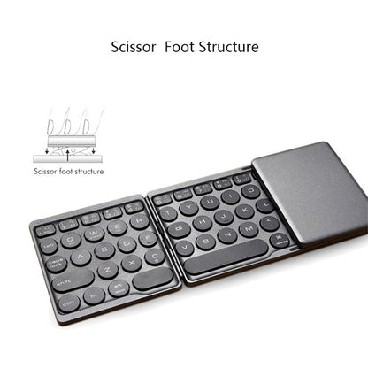 B052 Universal Round Keycap Mini Three-fold Bluetooth Wireless Keyboard with Touchpad (Silver) - Mini Keyboard by PMC Jewellery | Online Shopping South Africa | PMC Jewellery | Buy Now Pay Later Mobicred