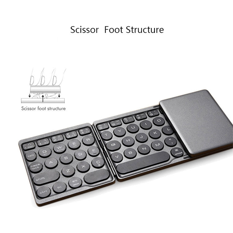 B052 Universal Round Keycap Mini Three-fold Bluetooth Wireless Keyboard with Touchpad (Black) - Mini Keyboard by PMC Jewellery | Online Shopping South Africa | PMC Jewellery | Buy Now Pay Later Mobicred