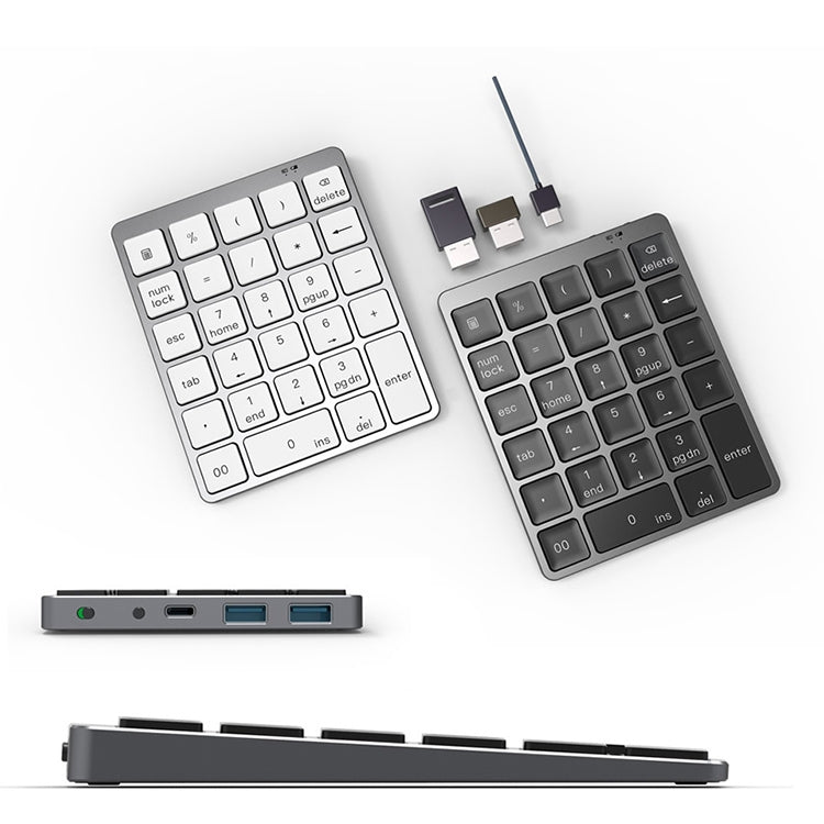 N970 Pro Dual Modes Aluminum Alloy Rechargeable Wireless Bluetooth Numeric Keyboard with USB HUB (Silver) - Mini Keyboard by PMC Jewellery | Online Shopping South Africa | PMC Jewellery | Buy Now Pay Later Mobicred