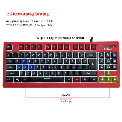 PK-870 USB Port RGB Lighting Mechanical Gaming Wired Keyboard(Red) - Wired Keyboard by PMC Jewellery | Online Shopping South Africa | PMC Jewellery | Buy Now Pay Later Mobicred