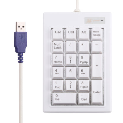 DX-21A 21-keys USB Wired Mechanical Black Shaft Mini Numeric Keyboard(White) - Mini Keyboard by PMC Jewellery | Online Shopping South Africa | PMC Jewellery | Buy Now Pay Later Mobicred