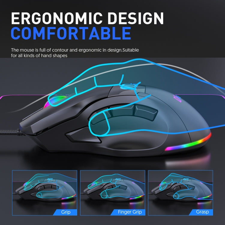 MKESPN X10 9-Buttons RGB Wired Macro Definition Gaming Mouse - Wired Mice by MKESPN | Online Shopping South Africa | PMC Jewellery | Buy Now Pay Later Mobicred