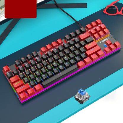 FOREV FV-301 87-keys Blue Axis Mechanical Gaming Keyboard, Cable Length: 1.6m(Black Red) - Wired Keyboard by PMC Jewellery | Online Shopping South Africa | PMC Jewellery | Buy Now Pay Later Mobicred