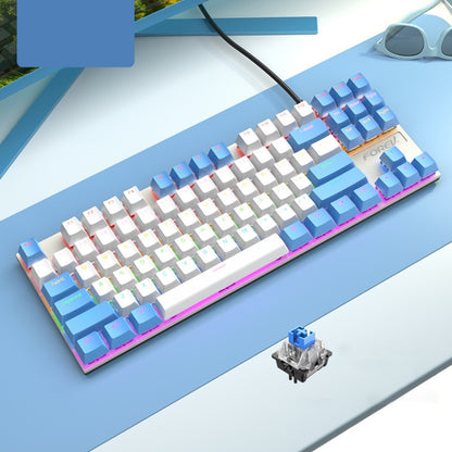 FOREV FV-301 87-keys Blue Axis Mechanical Gaming Keyboard, Cable Length: 1.6m(White Blue) - Wired Keyboard by PMC Jewellery | Online Shopping South Africa | PMC Jewellery | Buy Now Pay Later Mobicred