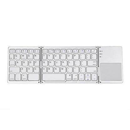 B033 Rechargeable 3-Folding 64 Keys Bluetooth Wireless Keyboard with Touchpad(Silver) - Wireless Keyboard by PMC Jewellery | Online Shopping South Africa | PMC Jewellery | Buy Now Pay Later Mobicred