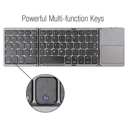 B033 Rechargeable 3-Folding 64 Keys Bluetooth Wireless Keyboard with Touchpad(Silver) - Wireless Keyboard by PMC Jewellery | Online Shopping South Africa | PMC Jewellery | Buy Now Pay Later Mobicred