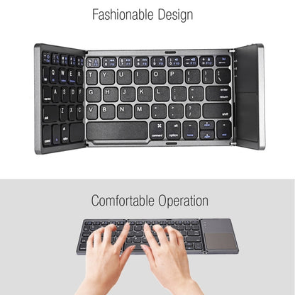 B033 Rechargeable 3-Folding 64 Keys Bluetooth Wireless Keyboard with Touchpad(Grey) - Wireless Keyboard by PMC Jewellery | Online Shopping South Africa | PMC Jewellery | Buy Now Pay Later Mobicred