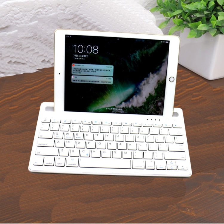 B908 Ultra-slim 78 Keys Bluetooth Wireless Keyboard with Concave Mobile Phone Holder (White) - Wireless Keyboard by PMC Jewellery | Online Shopping South Africa | PMC Jewellery | Buy Now Pay Later Mobicred