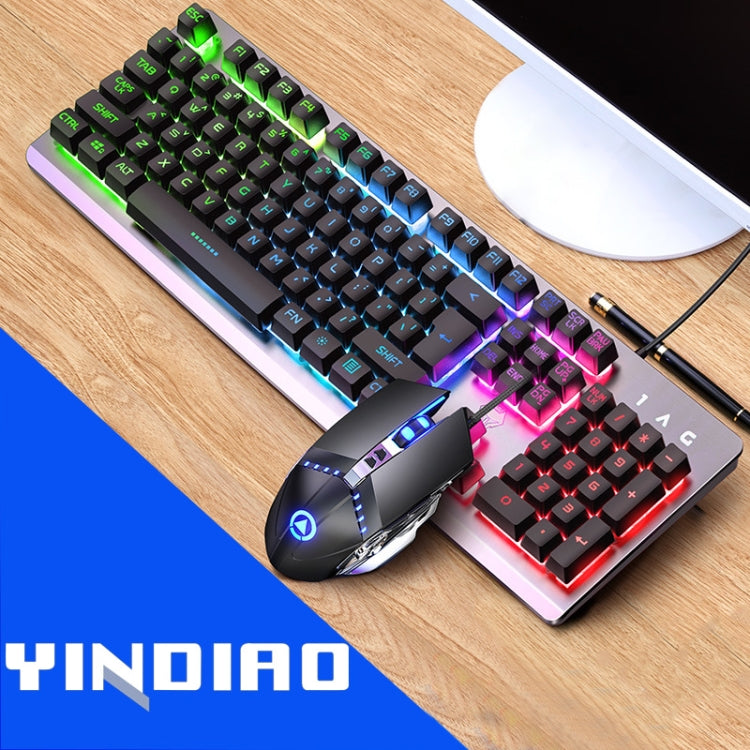 YINDIAO K002 USB Wired Mechanical Feel RGB Backlight Keyboard + Optical Silent Mouse Set(Black) - Wired Keyboard by YINDIAO | Online Shopping South Africa | PMC Jewellery | Buy Now Pay Later Mobicred