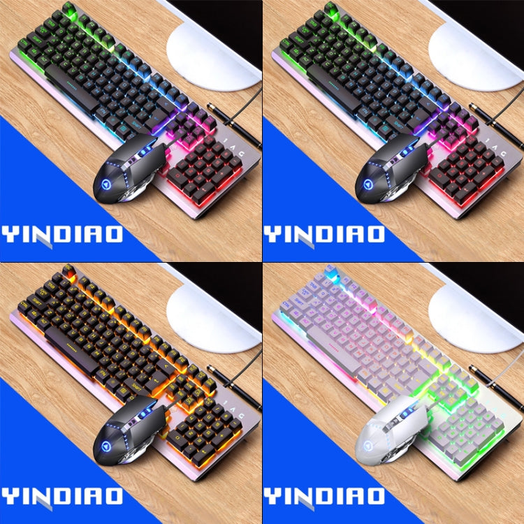 YINDIAO K002 USB Wired Mechanical Feel RGB Backlight Keyboard + Optical Silent Mouse Set(Black) - Wired Keyboard by YINDIAO | Online Shopping South Africa | PMC Jewellery | Buy Now Pay Later Mobicred