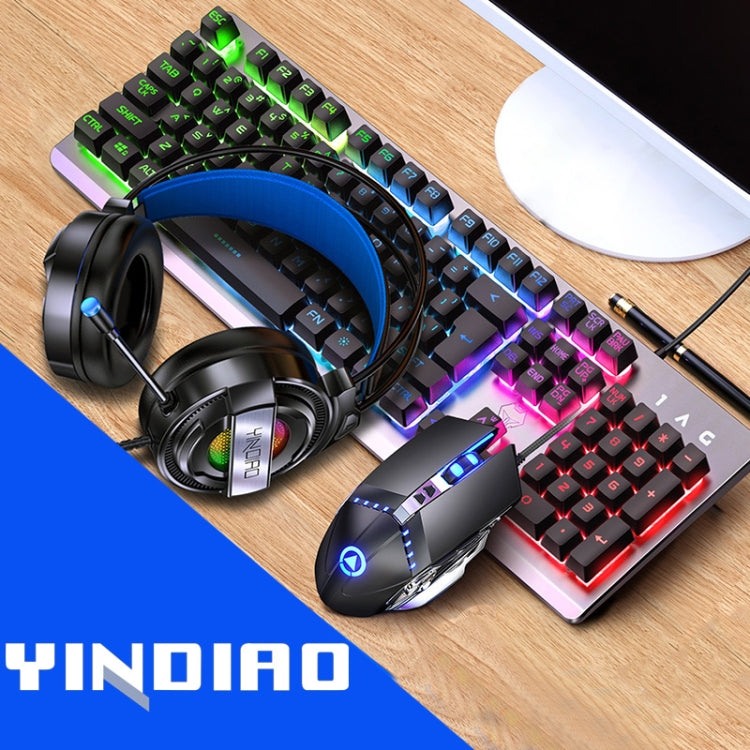 YINDIAO K002 USB Wired Mechanical Feel RGB Backlight Keyboard + Optical Mouse + Headset Set(Black) - Wired Keyboard by YINDIAO | Online Shopping South Africa | PMC Jewellery | Buy Now Pay Later Mobicred