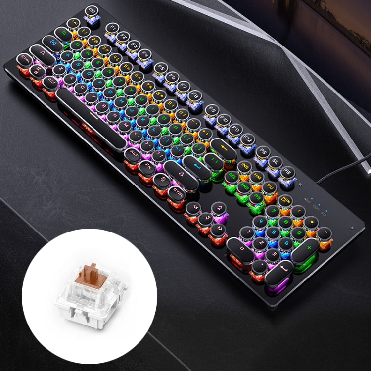 YINDIAO Electroplating Punk Mixed Light USB Mechanical Gaming Wired Keyboard, Tea Shaft (Black) - Wired Keyboard by YINDIAO | Online Shopping South Africa | PMC Jewellery | Buy Now Pay Later Mobicred