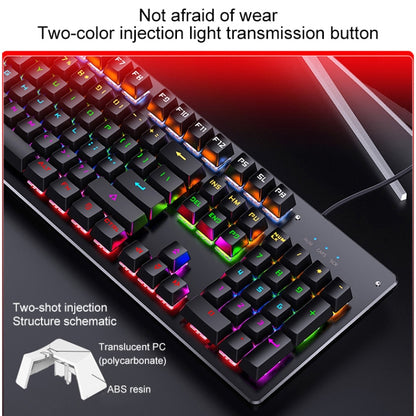 YINDIAO Classic Square Keys Mixed Light USB Mechanical Gaming Wired Keyboard, Black Shaft (Black) - Wired Keyboard by YINDIAO | Online Shopping South Africa | PMC Jewellery | Buy Now Pay Later Mobicred