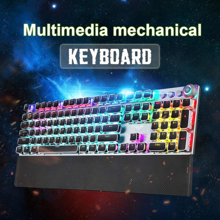 AULA F2088 108 Keys Mixed Light Mechanical Blue Switch Wired USB Gaming Keyboard with Metal Button(Black) - Wired Keyboard by AULA | Online Shopping South Africa | PMC Jewellery | Buy Now Pay Later Mobicred