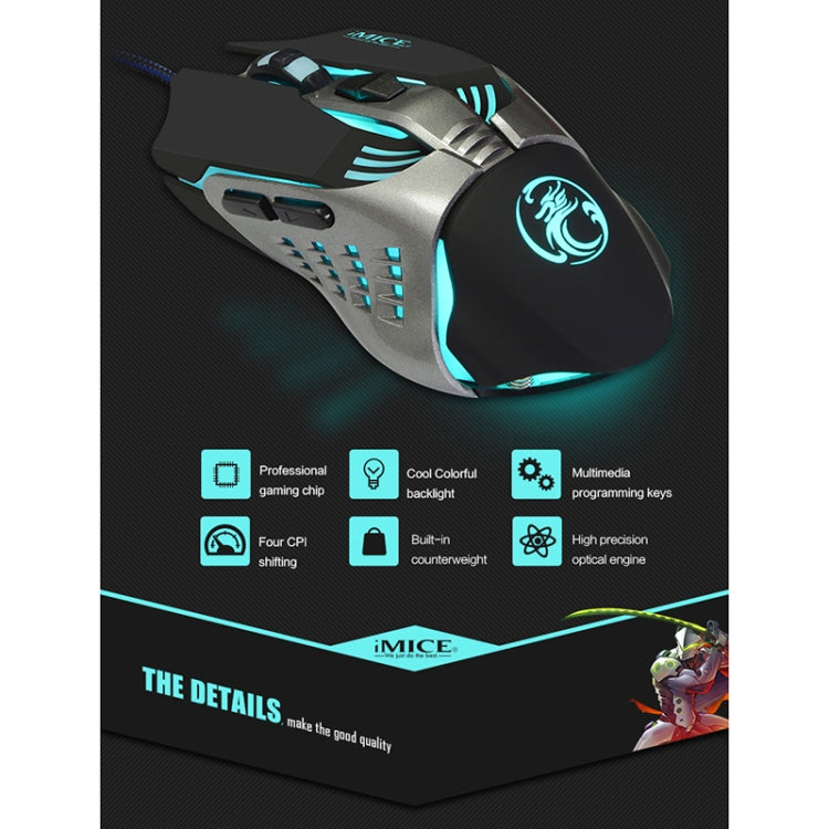 iMICE V5 USB 7 Buttons 4000 DPI Wired Optical Colorful Backlight Gaming Mouse for Computer PC Laptop (White) - free shipping - PMC TechLife - Order now!
