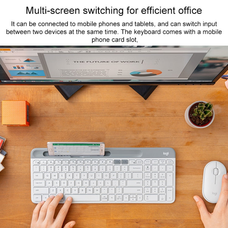 Logitech K580 Dual Modes Thin and Light Multi-device Wireless Keyboard with Phone Holder (White) - Wireless Keyboard by Logitech | Online Shopping South Africa | PMC Jewellery | Buy Now Pay Later Mobicred