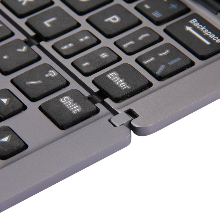 F18 Ultra-slim Rechargeable Foldable 58 Keys Bluetooth Wireless Keyboard with Holder (Grey) - Wireless Keyboard by PMC Jewellery | Online Shopping South Africa | PMC Jewellery | Buy Now Pay Later Mobicred