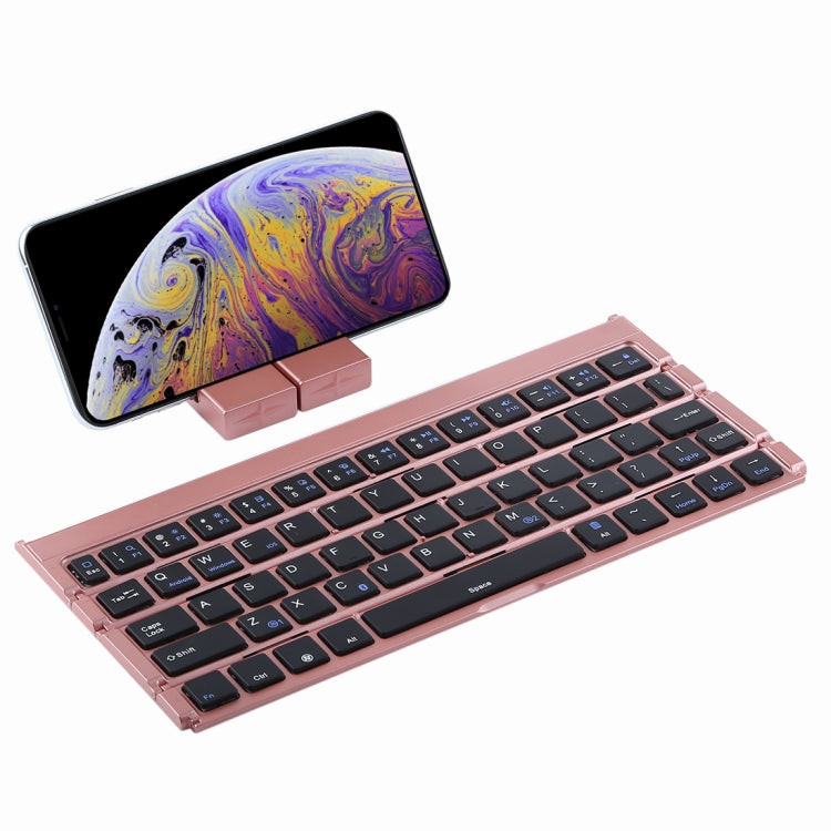 GK808 Ultra-thin Foldable Bluetooth V3.0 Keyboard, Built-in Holder, Support Android / iOS / Windows System(Rose Gold) - Wireless Keyboard by PMC Jewellery | Online Shopping South Africa | PMC Jewellery | Buy Now Pay Later Mobicred