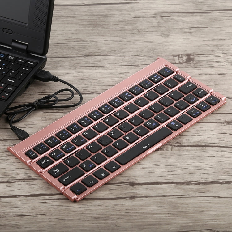 GK808 Ultra-thin Foldable Bluetooth V3.0 Keyboard, Built-in Holder, Support Android / iOS / Windows System(Rose Gold) - Wireless Keyboard by PMC Jewellery | Online Shopping South Africa | PMC Jewellery | Buy Now Pay Later Mobicred