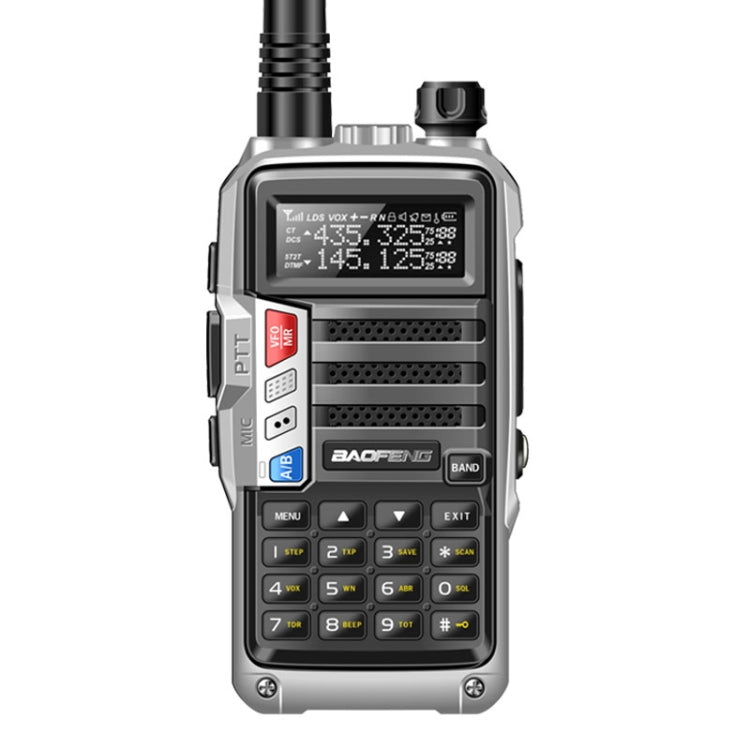 Baofeng BF-UV5R Plus S9 FM Interphone Handheld Walkie Talkie, US Plug (Silver) - Handheld Walkie Talkie by BAOFENG | Online Shopping South Africa | PMC Jewellery | Buy Now Pay Later Mobicred