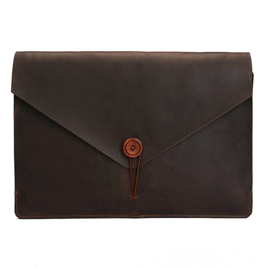 Universal Genuine Leather Business Laptop Tablet Bag, For 12 inch and Below Macbook, Samsung, Lenovo, Sony, DELL Alienware, CHUWI, ASUS, HP(Coffee) - 12.1 inch by PMC Jewellery | Online Shopping South Africa | PMC Jewellery | Buy Now Pay Later Mobicred