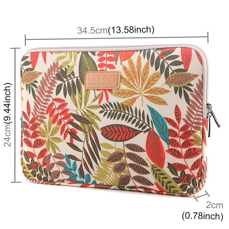 Lisen 13 inch Sleeve Case Colorful Leaves Zipper Briefcase Carrying Bag for Macbook, Samsung, Lenovo, Sony, DELL Alienware, CHUWI, ASUS, HP, 13 inch and Below Laptops(White) - 13.3 inch by PMC Jewellery | Online Shopping South Africa | PMC Jewellery | Buy Now Pay Later Mobicred