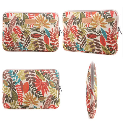 Lisen 13 inch Sleeve Case Colorful Leaves Zipper Briefcase Carrying Bag for Macbook, Samsung, Lenovo, Sony, DELL Alienware, CHUWI, ASUS, HP, 13 inch and Below Laptops(White) - 13.3 inch by PMC Jewellery | Online Shopping South Africa | PMC Jewellery | Buy Now Pay Later Mobicred