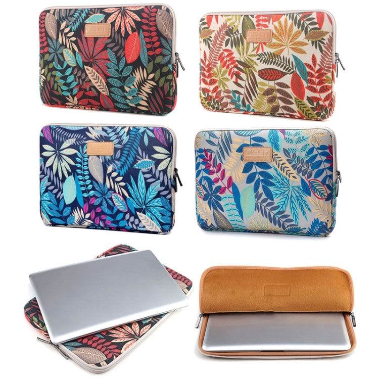 Lisen 14 inch Sleeve Case Colorful Leaves Zipper Briefcase Carrying Bag for Macbook, Samsung, Lenovo, Sony, DELL Alienware, CHUWI, ASUS, HP, 14 inch and Below Laptops(White) - 14.1 inch by PMC Jewellery | Online Shopping South Africa | PMC Jewellery | Buy Now Pay Later Mobicred