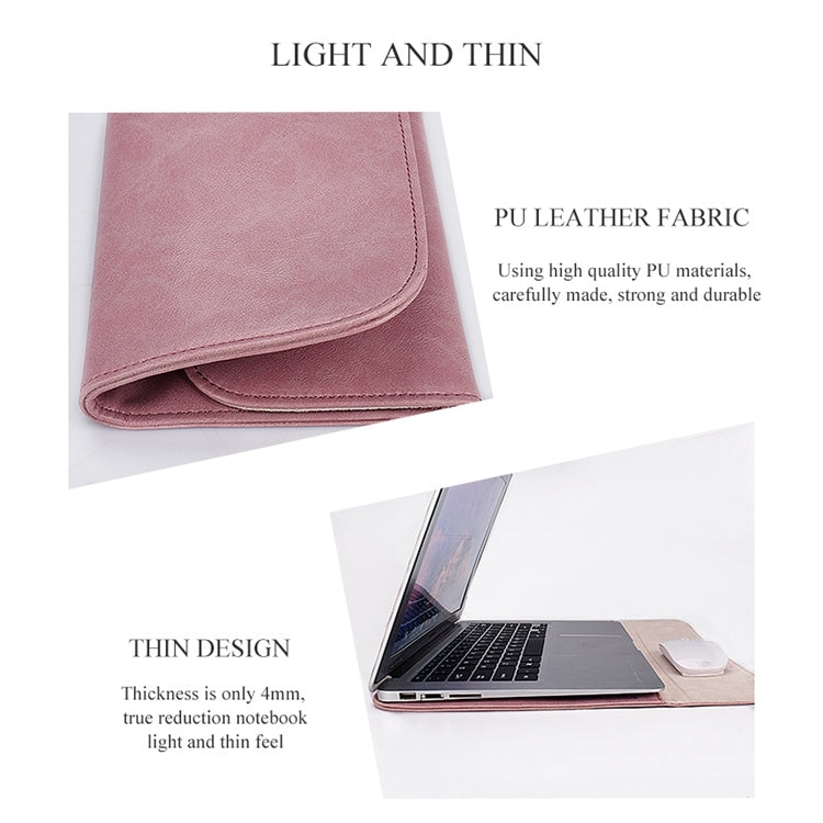 PU01S PU Leather Horizontal Invisible Magnetic Buckle Laptop Inner Bag for 15.4 inch laptops (Pink) - 15 inch by PMC Jewellery | Online Shopping South Africa | PMC Jewellery | Buy Now Pay Later Mobicred