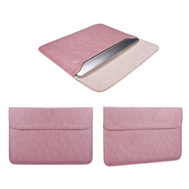 PU01S PU Leather Horizontal Invisible Magnetic Buckle Laptop Inner Bag for 14.1 inch laptops, with Small Bag (Pink) - 14.1 inch by PMC Jewellery | Online Shopping South Africa | PMC Jewellery | Buy Now Pay Later Mobicred