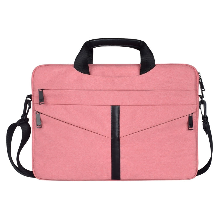 14.1 inch Breathable Wear-resistant Fashion Business Shoulder Handheld Zipper Laptop Bag with Shoulder Strap (Pink) - 14.1 inch by PMC Jewellery | Online Shopping South Africa | PMC Jewellery | Buy Now Pay Later Mobicred