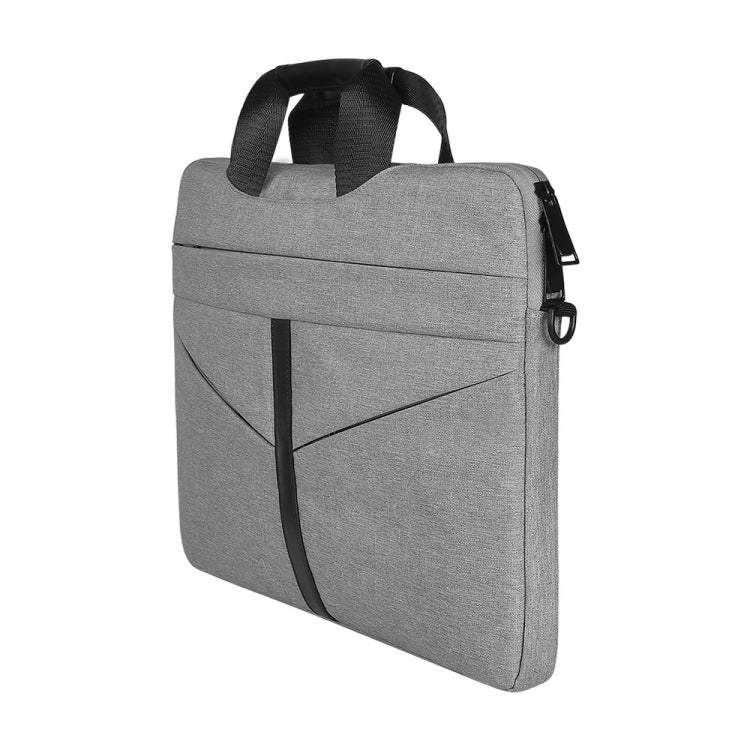 14.1 inch Breathable Wear-resistant Fashion Business Shoulder Handheld Zipper Laptop Bag with Shoulder Strap (Light Grey) - 14.1 inch by PMC Jewellery | Online Shopping South Africa | PMC Jewellery | Buy Now Pay Later Mobicred