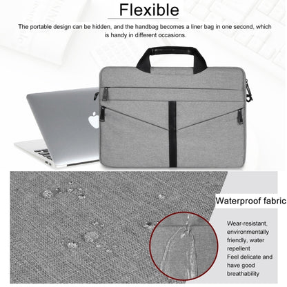 14.1 inch Breathable Wear-resistant Fashion Business Shoulder Handheld Zipper Laptop Bag with Shoulder Strap (Light Grey) - 14.1 inch by PMC Jewellery | Online Shopping South Africa | PMC Jewellery | Buy Now Pay Later Mobicred