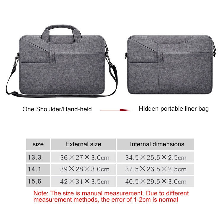 ST02S Waterproof Tear Resistance Hidden Portable Strap One-shoulder Handbag for 13.3 inch Laptops, with Suitcase Belt(Dark Gray) - 13.3 inch by PMC Jewellery | Online Shopping South Africa | PMC Jewellery | Buy Now Pay Later Mobicred