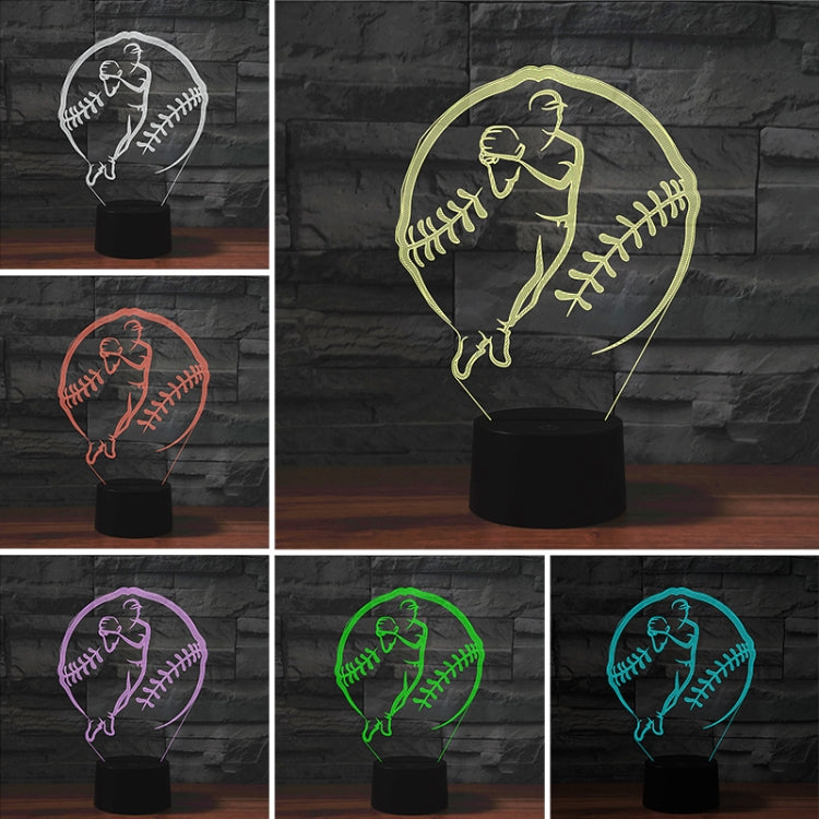 Baseball Sport Shape 3D Colorful LED Vision Light Table Lamp, USB Touch Version - Novelty Lighting by PMC TechLife | Online Shopping South Africa | PMC TechLife | Buy Now Pay Later Mobicred