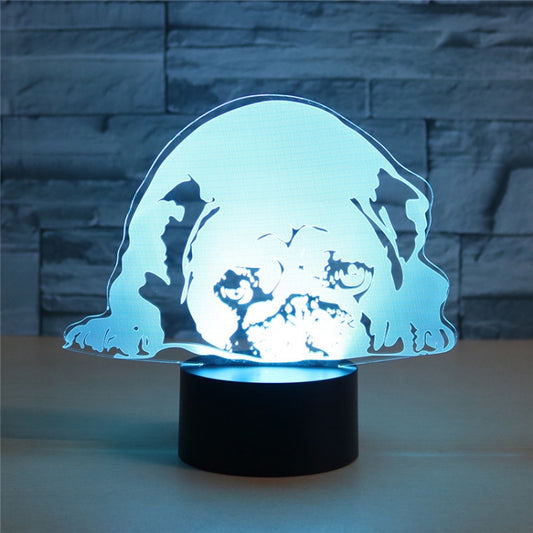 Prostrated Dog Shape 3D Colorful LED Vision Light Table Lamp, Charging Touch Version - Novelty Lighting by PMC Jewellery | Online Shopping South Africa | PMC Jewellery | Buy Now Pay Later Mobicred