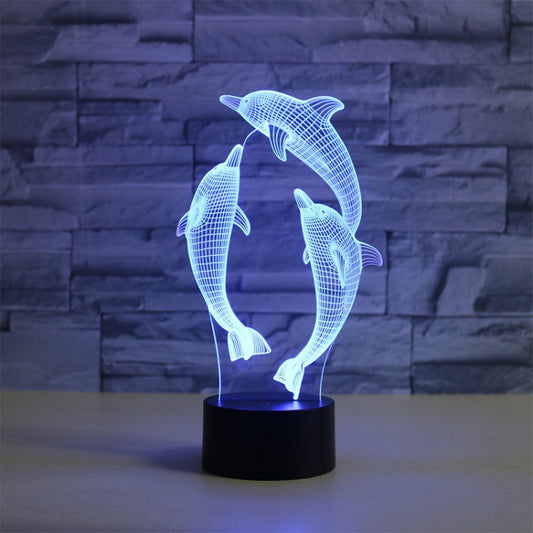 Three Dolphins Shape 3D Colorful LED Vision Light Table Lamp, 16 Colors Remote Control Version - Novelty Lighting by PMC Jewellery | Online Shopping South Africa | PMC Jewellery | Buy Now Pay Later Mobicred