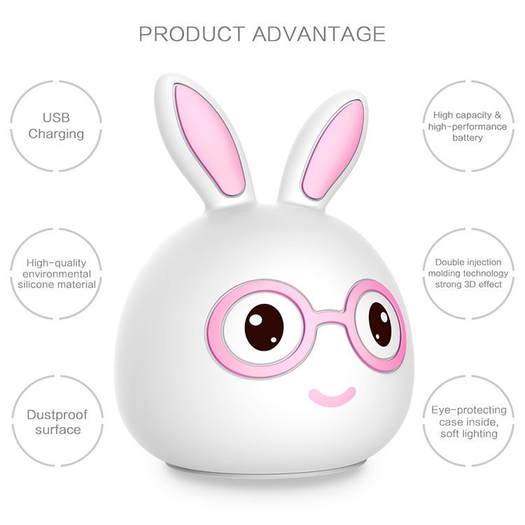 Happy Rabbit Creative Touch 3D LED Decorative Night Light, USB Charging Version (Pink) - Night Lights by PMc TechLife | Online Shopping South Africa | PMc TechLife | Buy Now Pay Later Mobicred