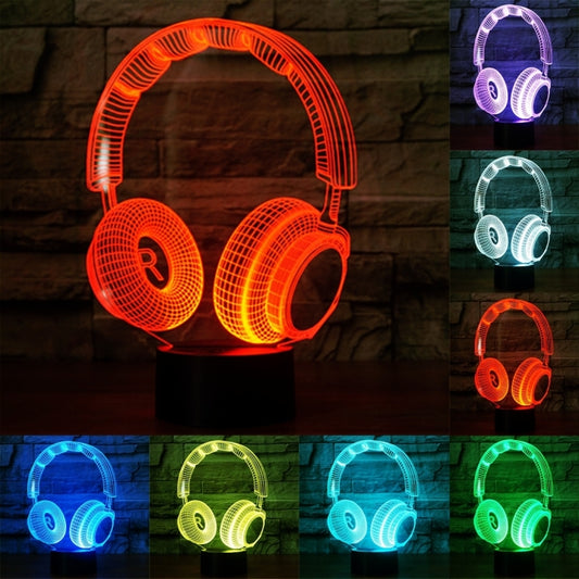 Headset Shape 3D Touch Switch Control LED Light , 7 Colour Discoloration Creative Visual Stereo Lamp Desk Lamp Night Light - Novelty Lighting by PMC Jewellery | Online Shopping South Africa | PMC Jewellery | Buy Now Pay Later Mobicred