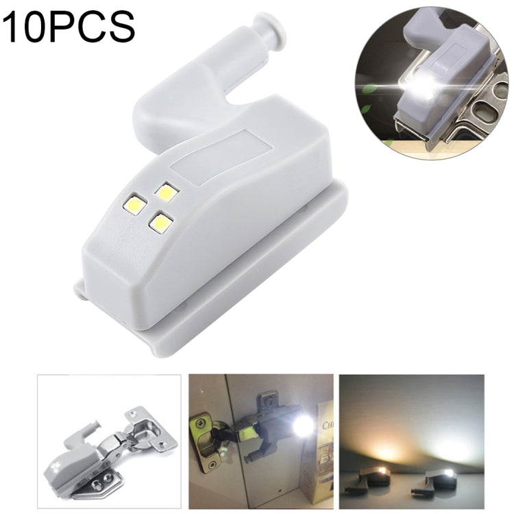 10 PCS 0.3W Universal Inner Hinge LED Sensor lamp Cupboard 3 LEDs Night light Auto ON/OFF Bulb(White Light) - Sensor LED Lights by PMC Jewellery | Online Shopping South Africa | PMC Jewellery | Buy Now Pay Later Mobicred