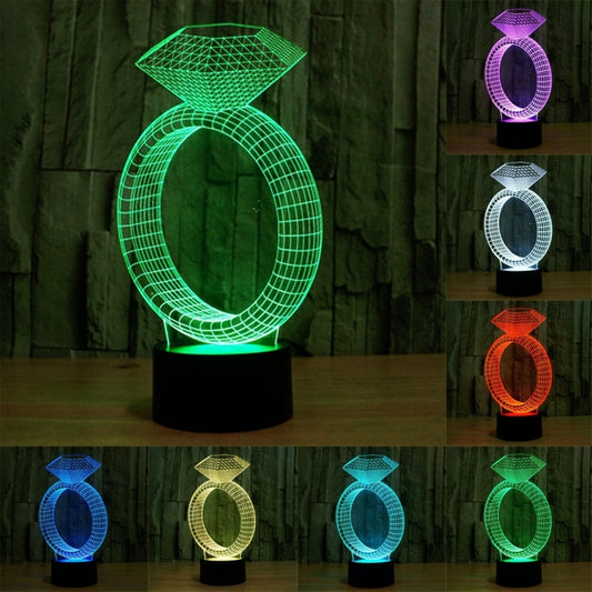 Diamond Ring Style 3D Touch Switch Control LED Light , 7 Color Discoloration Creative Visual Stereo Lamp Desk Lamp Night Light - Novelty Lighting by PMC Jewellery | Online Shopping South Africa | PMC Jewellery | Buy Now Pay Later Mobicred