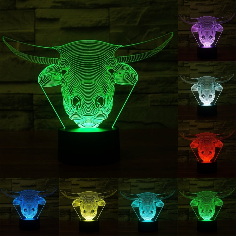 Cow Style 3D Touch Switch Control LED Light , 7 Colour Discoloration Creative Visual Stereo Lamp Desk Lamp Night Light - Novelty Lighting by PMC TechLife | Online Shopping South Africa | PMC TechLife | Buy Now Pay Later Mobicred