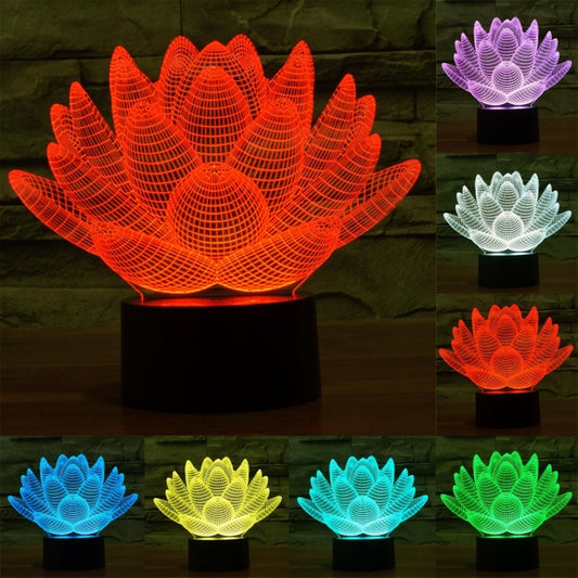 Lotus Style 3D Touch Switch Control LED Light , 7 Color Discoloration Creative Visual Stereo Lamp Desk Lamp Night Light - Novelty Lighting by PMC Jewellery | Online Shopping South Africa | PMC Jewellery | Buy Now Pay Later Mobicred