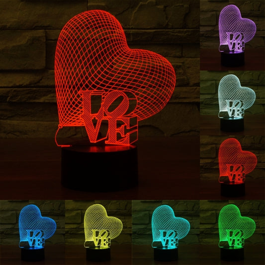 Heart and LOVE Style 3D Touch Switch Control LED Light, 7 Colour Discoloration Creative Visual Stereo Lamp Desk Lamp Night Light - Novelty Lighting by PMC Jewellery | Online Shopping South Africa | PMC Jewellery | Buy Now Pay Later Mobicred