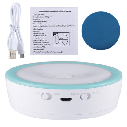 R10 USB Charging LED PIR Sensor Night Light , 4000K Emergency Light Cabinet Lamp, Sensor Distance: about 3m, DC 4.5V(Blue) - Sensor LED Lights by PMC Jewellery | Online Shopping South Africa | PMC Jewellery | Buy Now Pay Later Mobicred