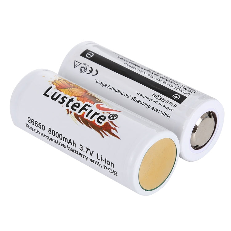 LusteFire 2 PCS 8000mAh 3.7V 26650 Lithium Rechargeable Battery with PCB - Li-ion Batteries by PMC Jewellery | Online Shopping South Africa | PMC Jewellery | Buy Now Pay Later Mobicred