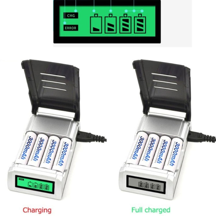 AC 100-240V 4 Slot Battery Charger for AA & AAA Battery, with LCD Display, UK Plug - Charger & Converter by PMC Jewellery | Online Shopping South Africa | PMC Jewellery | Buy Now Pay Later Mobicred