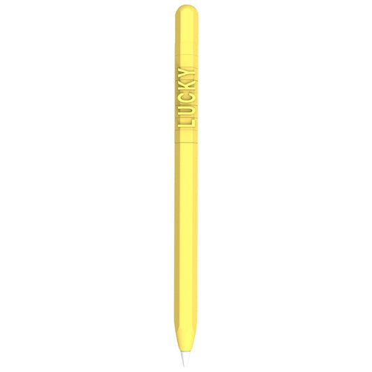 LOVE MEI For Apple Pencil 1 Number Letter Design Stylus Pen Silicone Protective Case Cover(Yellow) - Pencil Accessories by LOVE MEI | Online Shopping South Africa | PMC Jewellery